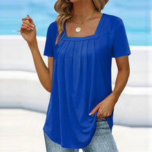 Load image into Gallery viewer, Square neck solid color short sleeve t-shirt