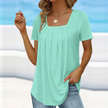 Load image into Gallery viewer, Square neck solid color short sleeve t-shirt