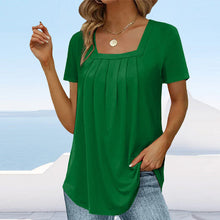 Load image into Gallery viewer, Square neck solid color short sleeve t-shirt