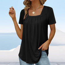 Load image into Gallery viewer, Square neck solid color short sleeve t-shirt