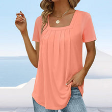 Load image into Gallery viewer, Square neck solid color short sleeve t-shirt
