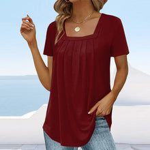 Load image into Gallery viewer, Square neck solid color short sleeve t-shirt