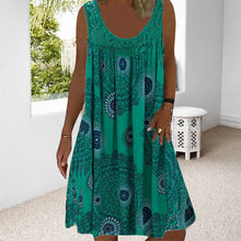 Load image into Gallery viewer, Women Summer O-Neck Sleeveless Print Dress