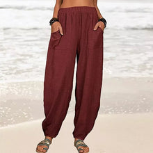 Load image into Gallery viewer, Women&#39;s Solid Color Loose Cotton And Linen Casual Pants