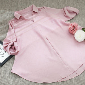 Women's V Neck Loose Long Sleeve Shirt