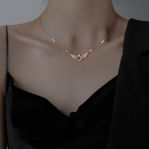 Shiny Necklace with Angel Wings