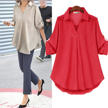 Load image into Gallery viewer, Women&#39;s V Neck Loose Long Sleeve Shirt