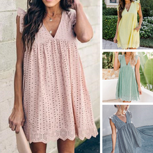 Load image into Gallery viewer, Women&#39;s V-Neck Hollow Dress