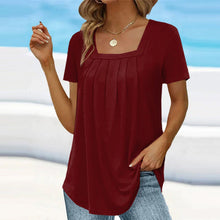 Load image into Gallery viewer, Square neck solid color short sleeve t-shirt