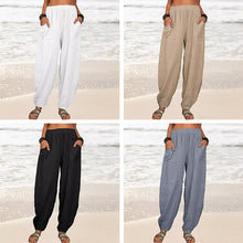 Load image into Gallery viewer, Women&#39;s Solid Color Loose Cotton And Linen Casual Pants