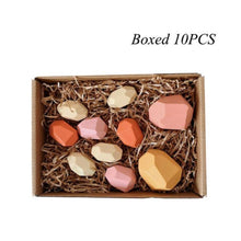Load image into Gallery viewer, Wood Rock Set Balancing Blocks Natural Wood Toy