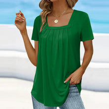 Load image into Gallery viewer, Square neck solid color short sleeve t-shirt