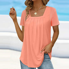 Load image into Gallery viewer, Square neck solid color short sleeve t-shirt
