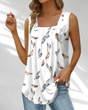 Load image into Gallery viewer, Square Neck Tank Top in Feather and Floral Print
