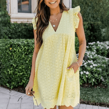 Load image into Gallery viewer, Women&#39;s V-Neck Hollow Dress