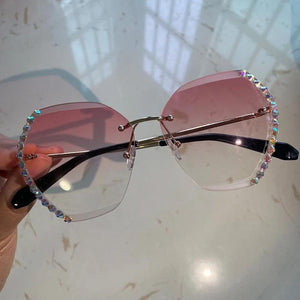 Crystal Rimless Sunglasses