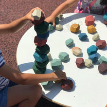 Load image into Gallery viewer, Wood Rock Set Balancing Blocks Natural Wood Toy