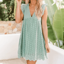 Load image into Gallery viewer, Women&#39;s V-Neck Hollow Dress