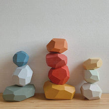 Load image into Gallery viewer, Wood Rock Set Balancing Blocks Natural Wood Toy