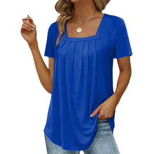 Load image into Gallery viewer, Square neck solid color short sleeve t-shirt