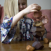 Load image into Gallery viewer, Wood Rock Set Balancing Blocks Natural Wood Toy