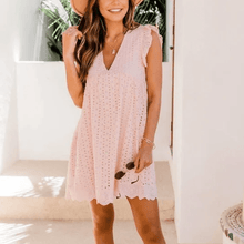 Load image into Gallery viewer, Women&#39;s V-Neck Hollow Dress