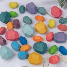 Load image into Gallery viewer, Wood Rock Set Balancing Blocks Natural Wood Toy