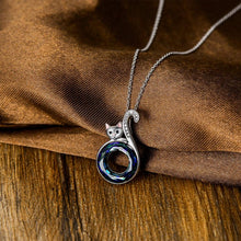 Load image into Gallery viewer, Round Crystal Cat Necklace