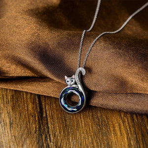 Round Crystal Cat Necklace