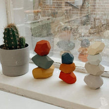 Load image into Gallery viewer, Wood Rock Set Balancing Blocks Natural Wood Toy