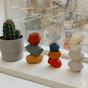 Wood Rock Set Balancing Blocks Natural Wood Toy