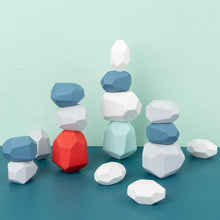 Load image into Gallery viewer, Wood Rock Set Balancing Blocks Natural Wood Toy