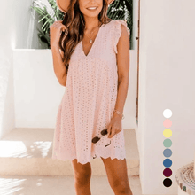 Load image into Gallery viewer, Women&#39;s V-Neck Hollow Dress