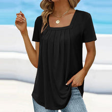Load image into Gallery viewer, Square neck solid color short sleeve t-shirt