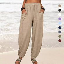 Load image into Gallery viewer, Women&#39;s Solid Color Loose Cotton And Linen Casual Pants