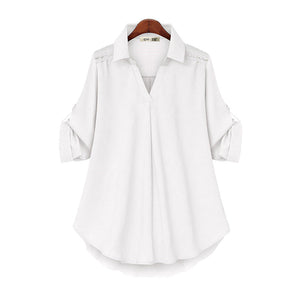 Women's V Neck Loose Long Sleeve Shirt