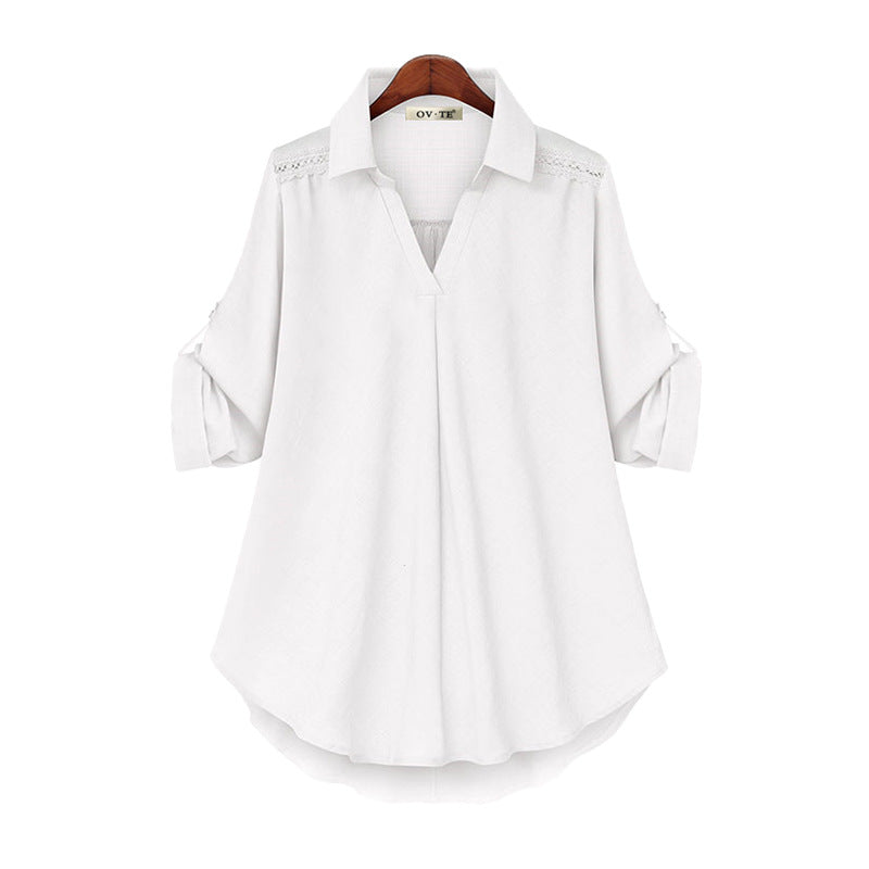 Women's V Neck Loose Long Sleeve Shirt
