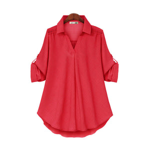 Women's V Neck Loose Long Sleeve Shirt