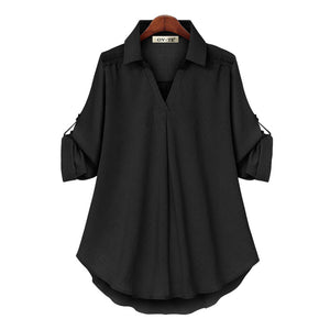 Women's V Neck Loose Long Sleeve Shirt