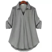 Load image into Gallery viewer, Women&#39;s V Neck Loose Long Sleeve Shirt