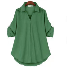 Load image into Gallery viewer, Women&#39;s V Neck Loose Long Sleeve Shirt