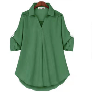 Women's V Neck Loose Long Sleeve Shirt