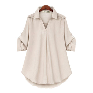 Women's V Neck Loose Long Sleeve Shirt