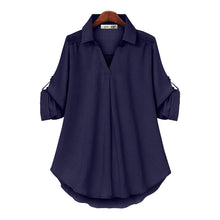 Load image into Gallery viewer, Women&#39;s V Neck Loose Long Sleeve Shirt