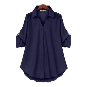 Women's V Neck Loose Long Sleeve Shirt