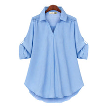 Load image into Gallery viewer, Women&#39;s V Neck Loose Long Sleeve Shirt