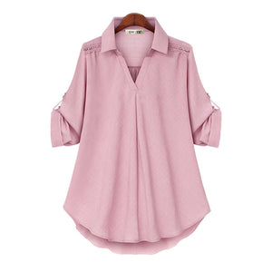 Women's V Neck Loose Long Sleeve Shirt