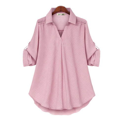 Women's V Neck Loose Long Sleeve Shirt
