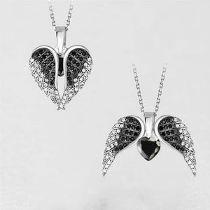 Heart & angel wings necklace with pendant