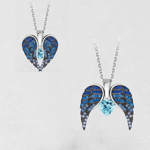 Heart & angel wings necklace with pendant